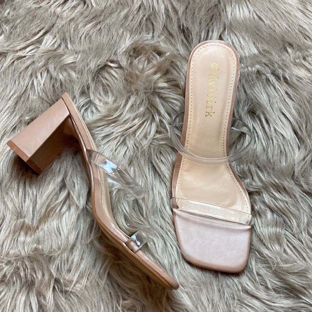 Avidirk Square Open Toe Backless Block Heeled San… - image 5